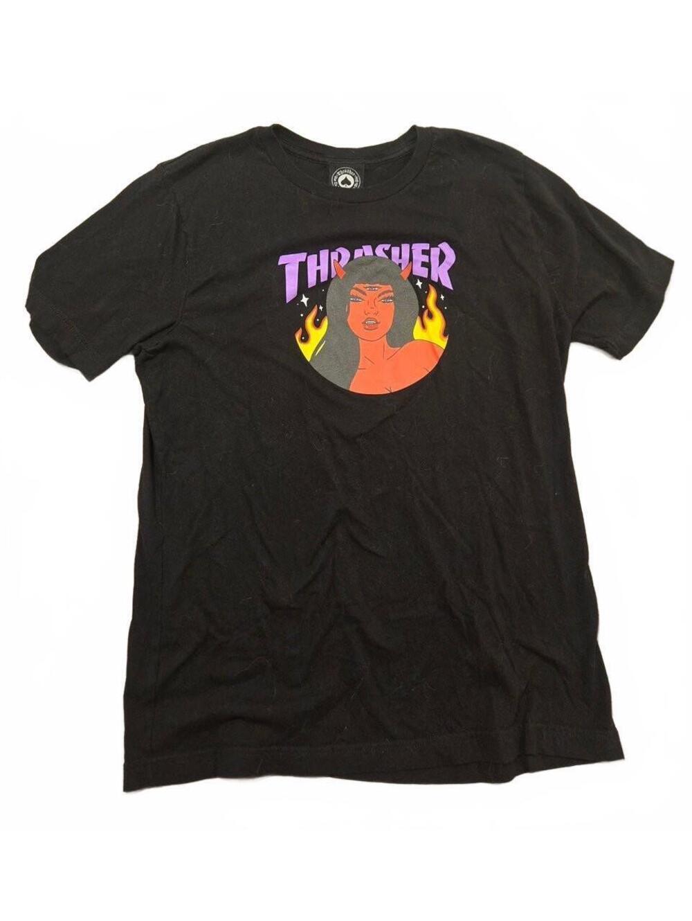 Thrasher Graphic T-Shirt with Flame Design